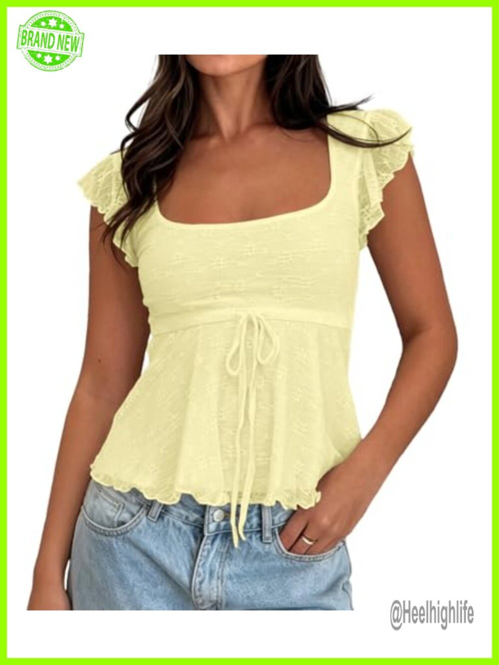 Women's Floral Mesh Layered Ruffle Crop Tank Top Peplum Babydoll Cami Blouse Y2k